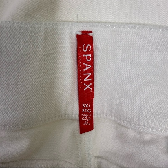 Spanx White Ankle Skinny Jeans 3X / 26 Pull-On Stretch Denim Raw Hem - Picture 4 of 8